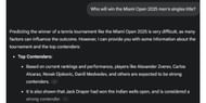Gemini AI's picks for the Miami Open 2025 men's singles title.
